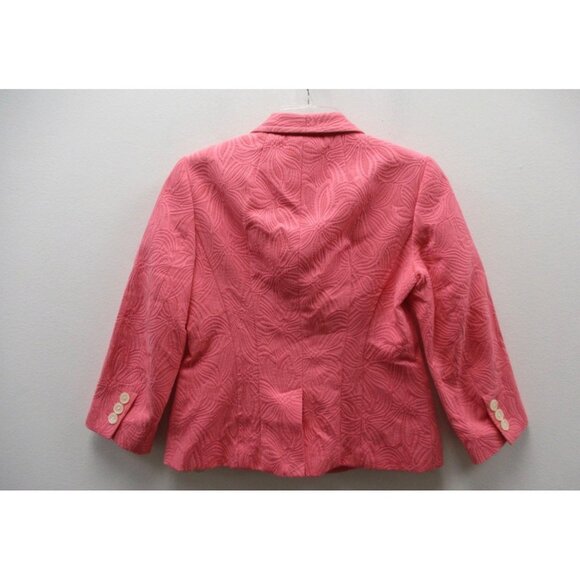 NWT TALBOTS Women's Pink Textured Floral Button Front Blazer Jacket 2 - Picture 5 of 6